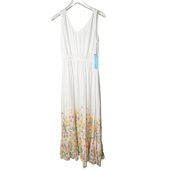 NWT DRAPER JAMES RSVP Reese Floral White V-Neck Sleeveless Maxi Dress Size 6 NEW - Picture 2 of 8